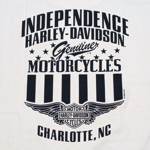 Harley-Davidson Charlotte NC T-shirt Size 2XL Made in USA Skull American Flag - Picture 5 of 7